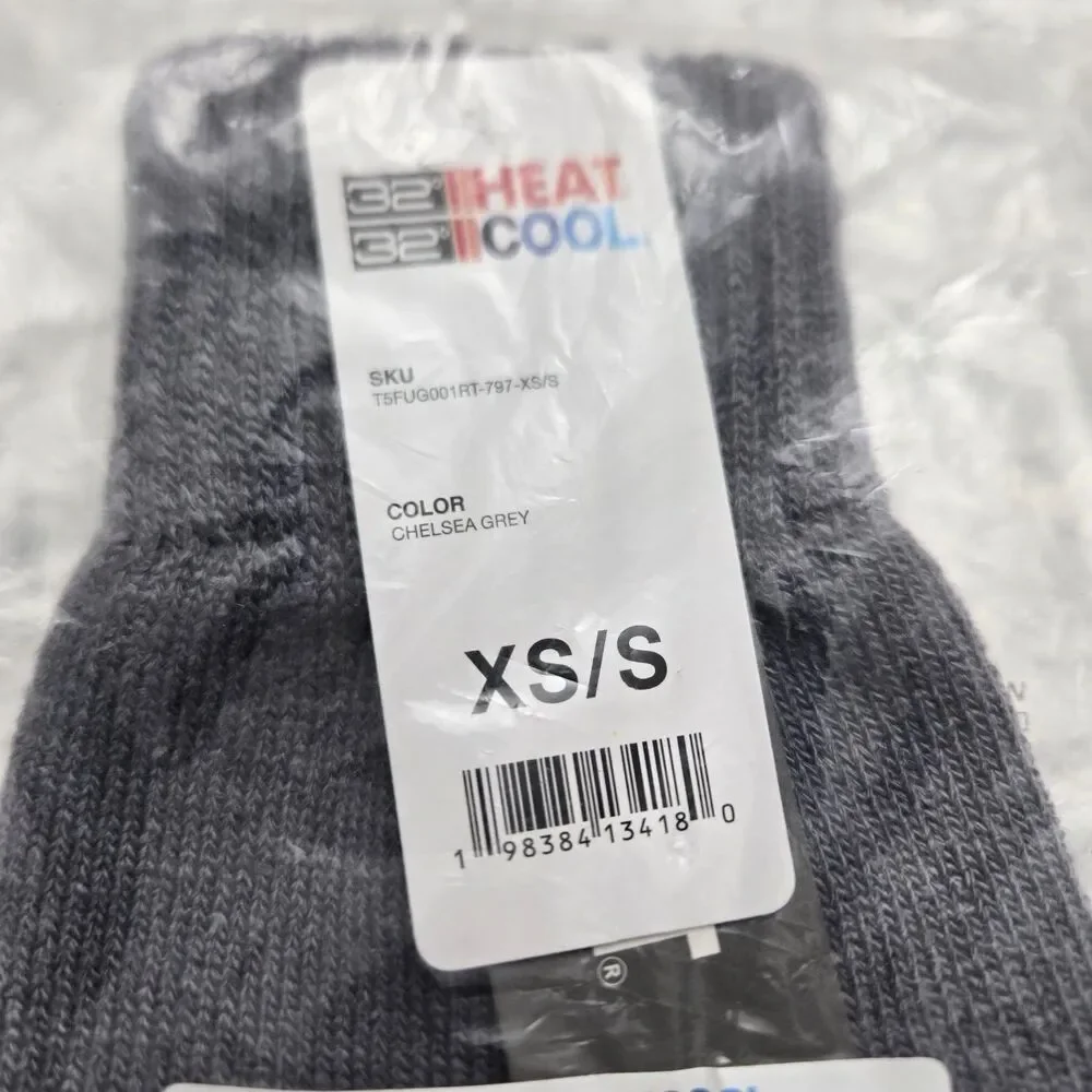 32 Degrees Heat Knit Winter Gloves Chelsea Grey Heather Xs/s NWT T5FUG001RT